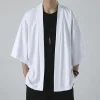 kimono noir pour hommes et femmes, manteau traditionnel, chemise d'été, cardigan de plage yukata unisexe, cosplay haori, vêtements de samouraï japonais