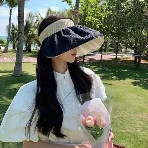 Chapeau de soleil de sport respirant, visière à fleurs, casquette à grand bord, doux, vide, Style coréen, Protection UV, chapeau de soleil pour femmes, été Chapeau de soleil de sport respirant, visière à fleurs, casquette à grand bord, doux, vide, Style coréen, Protection UV, chapeau de soleil pour femmes, été