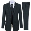 costumes en tweed à carreaux pour hommes, smokings à revers vintage, olympiques de mariage d'hiver groomtime, blazer, gilet, pantalon, marron, 3 pièces