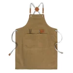 Tablier de qualité 50% coton pour hommes et femmes, vêtements de travail, barbier, coiffeur, cafés, bavoirs de serveur, Restaurant, hôtel, cuisinier, Mandiles, Logo personnalisé