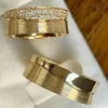 Ensemble de bagues en deux pièces couleur or exquis, accessoires pour dames, hommes amoureux, cadeaux, bijoux personnalisés Ensemble de bagues en deux pièces couleur or exquis, accessoires pour dames, hommes amoureux, cadeaux, bijoux personnalisés