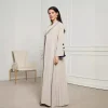 2025 musulman nouvelle mode arabe femmes élégant ample décontracté à la mode col rabattu cardigan abaya femme jalabiya vêtements manteaux