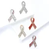 broches de ruban de sensibilisation en strass pour femmes, épingle à revers, robe, bijoux de fête, accessoires cadeaux