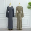robe abaya élégante hijabi, manches évasées, ceinture intégrée, robe longue pour femmes musulmanes, événement de soirée, vêtements islamiques du ramadan eid dubaï