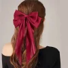 bijoux de cheveux élégants, pince à cheveux à grand nœud, épingle à cheveux en satin pour femmes et filles, bandeaux en ruban doux, accessoires de poignée de cheveux doux