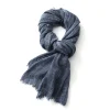 Écharpe rayée en coton et lin pour hommes et femmes, foulard doux et chaud avec pompon court, accessoires masculins, châles bufandas