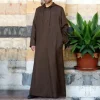 Hommes décontracté ample coton lin caftan musulman Thobe Jubba Dishdasha Thawb Robe islamique Abaya arabe couleur unie Robe pour hommes hauts