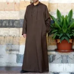 Hommes décontracté ample coton lin caftan musulman Thobe Jubba Dishdasha Thawb Robe islamique Abaya arabe couleur unie Robe pour hommes hauts