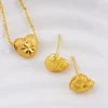 Ensemble de bijoux couleur or exquis pour fête, boucles d&rsquo;oreilles en forme de cœur et chaîne pendentif, ensemble de bijoux de mariée américains pour fête de fiançailles