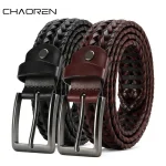CHAOREN Ceintures tressées en cuir pour hommes Ceinture en cuir tissé décontractée pour pantalons habillés