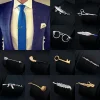 Clips de chemise formelle en cristal pour hommes, broche de mariage en métal, barre de cravate de la présidence, clip doré, cadeaux de fête, mode