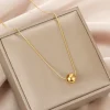 Collier pendentif de perles rondes minimalistes pour femmes, ras du cou en acier inoxydable, longue chaîne, bijoux à la mode, cadeau de déclaration pour filles