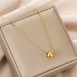 Collier pendentif de perles rondes minimalistes pour femmes, ras du cou en acier inoxydable, longue chaîne, bijoux à la mode, cadeau de déclaration pour filles