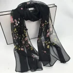 Châle Hijab en mousseline de soie florale, Georgette respirante, couvre-chef musulman avec Protection UV, enveloppe de plage élégante pour femmes, style Hijab Long