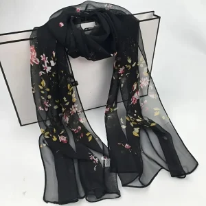 Châle Hijab en mousseline de soie florale, Georgette respirante, couvre-chef musulman avec Protection UV, enveloppe de plage élégante pour femmes, style Hijab Long