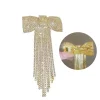 Épingle à cheveux à franges avec nœud en strass pour femmes, pince à cheveux de tempérament à la mode, accessoires de cheveux de luxe légers coréens, couleur or argent