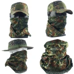 Écharpe tactique extérieure allemande tachetée camouflage, masque d&rsquo;équitation de protection solaire », « chapeau de pêcheur », casquette,