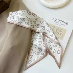 Écharpe de couleur kaki de tempérament Simple pour femme, écharpe décorative double face avec ruban étroit, printemps et été