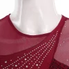 adultes femmes danse lyrique performance costume ballet gymnastique patinage artistique dancewear strass côté fendu maille maxi robe