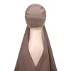hijab instantané avec casquette en jersey de mousseline de soie pour femme musulmane, voile, mode islamique, Écharpe de sauna