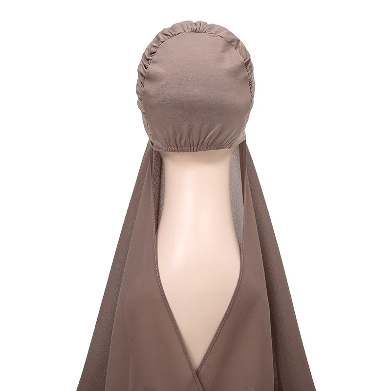 hijab instantané avec casquette en jersey de mousseline de soie pour femme musulmane, voile, mode islamique, Écharpe de sauna