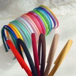 Bandeau de sauna en satin solide pour femmes et filles, bandeaux recouverts de tissu, lunette en plastique fin, cerceau à cheveux, accessoires pour cheveux, mode