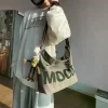sac en toile chic pour jeunes et hommes, sac à bandoulière de grande taille avec motif de lettres, sac à bandoulière idéal pour femmes et étudiants 1 pièce