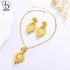 as00048 collier en forme d'olive plaqué or 24 carats pour dames, bijoux de dubaï, boucles d'oreilles géométriques, boule ronde, moyen orient, élégant, fleur, à la mode, ensemble de mariage 2 pièces