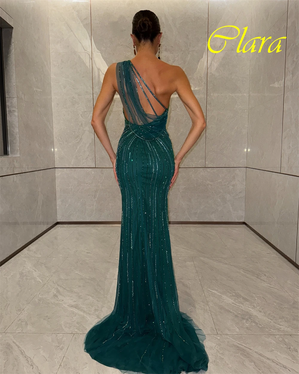 robe de soirée gracieuse personnalisée à une épaule et robes d'occasion spéciale en organza exquises et robes de bal à perles délicates