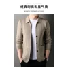 cardigan tricoté pour hommes, couleur unie, revers décontracté, manteau pour hommes d'âge moyen, pull, haut polyvalent, nouvelle collection automne
