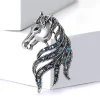 broches tête de cheval en émail strass pour femmes, broches d'animaux unisexes, porte clés, cadeaux de fête, bijoux, accessoire de décoration