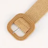 ceintures boho en paille tressée de couleur unie, nouveau style transfrontalier, bande élastique, boucle en alliage de fer, largeur moyenne 2 4cm