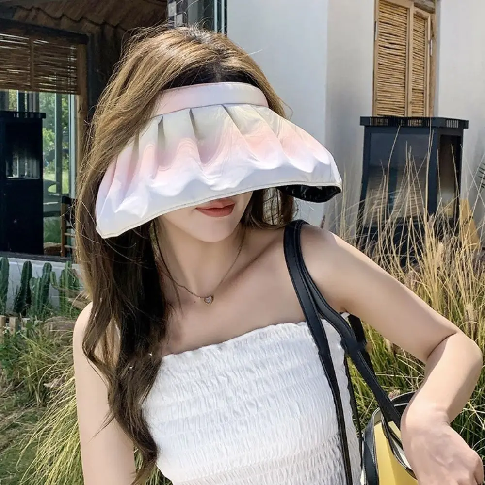 chapeau de soleil de sport respirant, visière à fleurs, casquette à grand bord, doux, vide, style coréen, protection uv, chapeau de soleil pour femmes, été