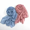 women hijabs muslim new casual solid color chiffon wave edge beaded long scarf muslim hui scarf america hot selling headscarf
