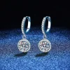 boucles d'oreilles rondes en argent sterling 925 pour femmes, 1 carat, moissanite, style de soirée de luxe