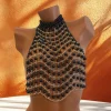 soutien gorge en perles élégant, chaîne corps, accessoire bijoux tendance pour plage des femmes