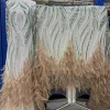 tissu en dentelle plume de luxe pour design couture, français, africain, nigérian, vêtements longs de bal, décorations à paillettes de mariage, cc1808