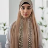 haute qualité perles en mousseline de soie hijab écharpe femmes musulmanes paillettes hijabs bandeau arabe plaine turban châles cheveux accessoires 175*70 cm