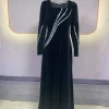abaya robe trapèze en velours pour femmes musulmanes, caftan marocain, robe ramadan, maxi élégant, dubaï, printemps, automne, 2024