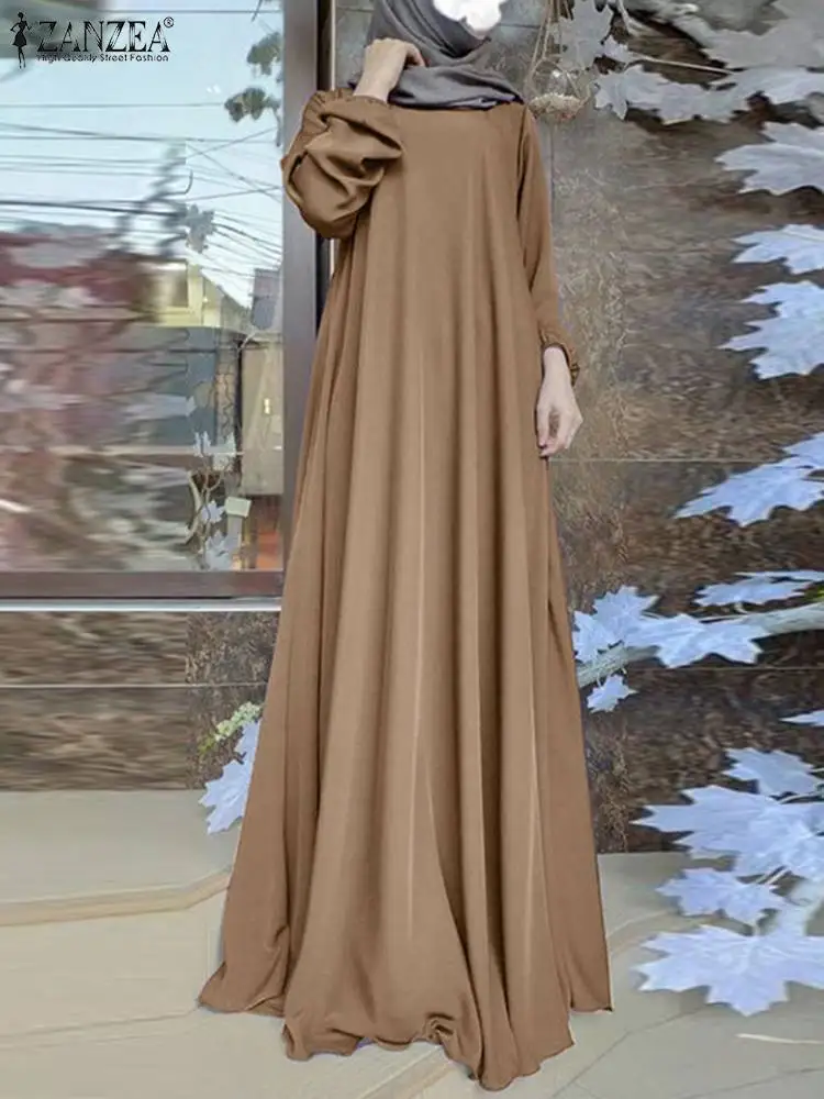 zanzea femmes musulmanes été abaya robe d'été solide vêtements islamiques marocain robe robe femme mode à manches longues caftan robe
