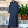 robe longue à capuche de style arabe pour hommes, vêtements musulmans, abaya turque, mode islamique, document solide, robe de ramadan simple, 2024