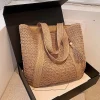 elegant ladies straw woven handbag women holiday beach commute casual tote top handle bags fashion retro shoulder bags 2024