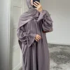 abaya robe caftan noire unie pour femmes, ramadan eid, dubaï, cordon de serrage, islam musulman, maxi kebaya caftan, robe marocaine, robe musulmane