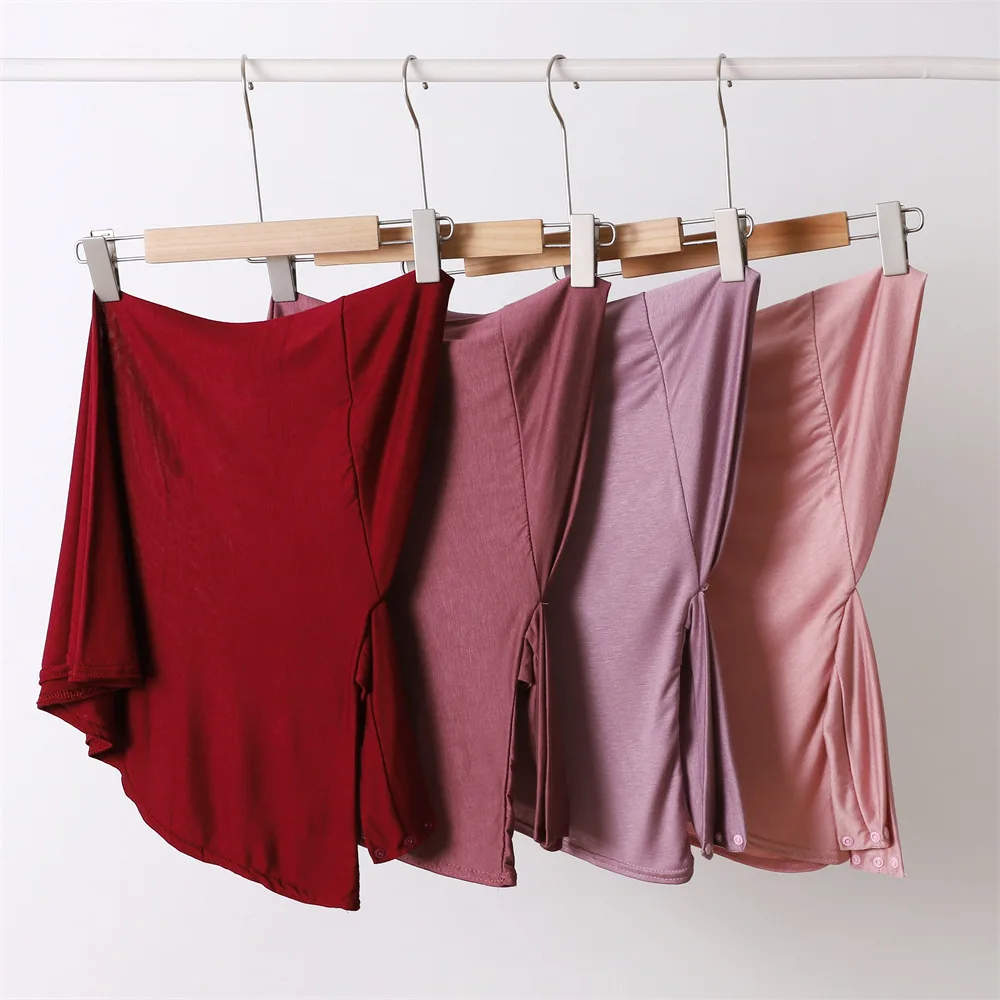 bonnet hijab instantané à boutons en jersey modal uni pour femme, élastique, couverture complète musulmane, fermeture à pression, bonnet islam foulards, bande de sauna