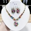 ensemble collier et boucles d'oreilles de luxe en zircon à la mode combo de bijoux élégants pour femmes
