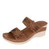 2025 été femmes sandales à talons compensés premium orthopédique bout ouvert sandales vintage anti dérapant en cuir décontracté femme plate forme rétro chaussures