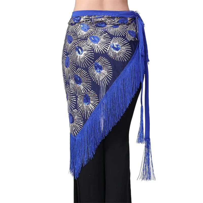 Écharpe de hanche de danse du ventre à pampilles à paillettes pour femmes, carnaval indien, performance sur scène rave, taille brodée, jocostume, jupe ronde, ceinture