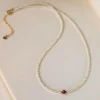 Collier de perles pour femmes, Bracelet en cristal rouge, classique, bijoux de luxe, chaîne de clavicule, ras du cou tendance, cadeau de fête