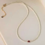 Collier de perles pour femmes, Bracelet en cristal rouge, classique, bijoux de luxe, chaîne de clavicule, ras du cou tendance, cadeau de fête