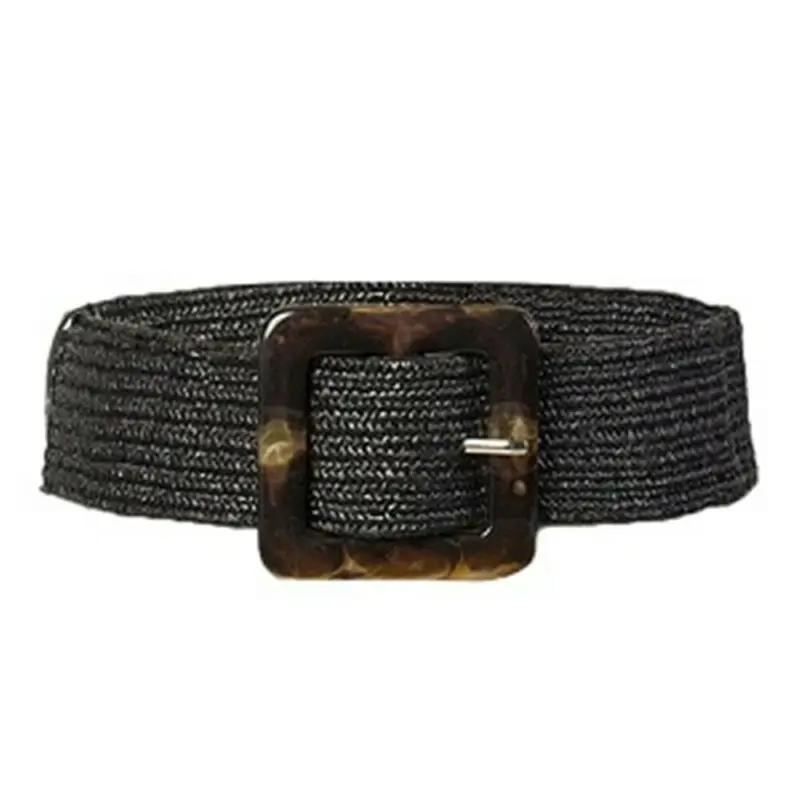 Ceinture en paille ultra large pour femme, ceinture tissée vintage pour femme, ceinture en bois sculpté, ceinture structurée élastique, ceinture décontractée pour robe et chemise, joint de taille